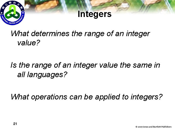 Integers What determines the range of an integer value? Is the range of an