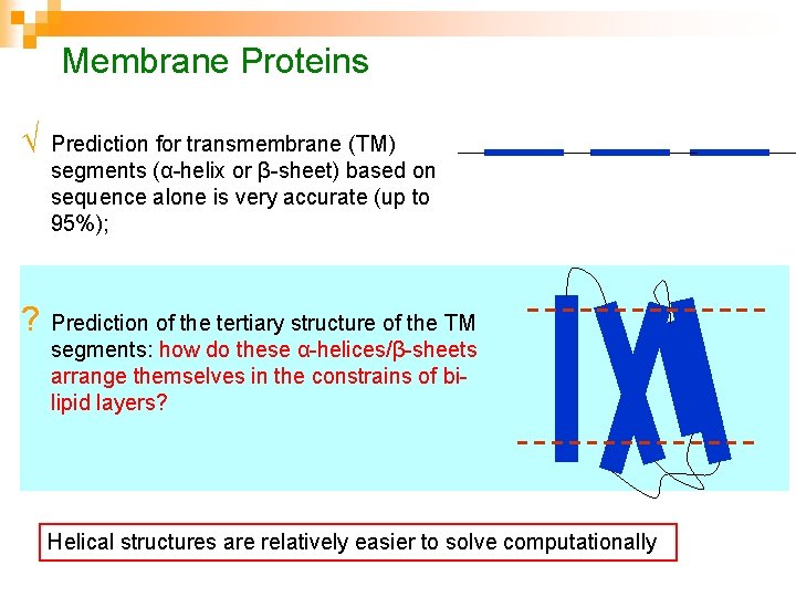 Membrane Proteins Ö ? Prediction for transmembrane (TM) segments (α-helix or β-sheet) based on