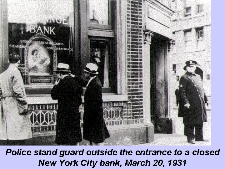 Police stand guard outside the entrance to a closed New York City bank, March