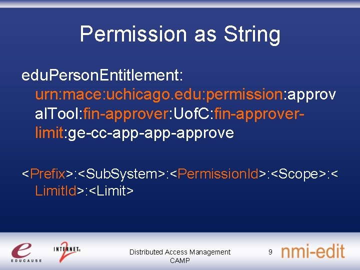 Permission as String edu. Person. Entitlement: urn: mace: uchicago. edu: permission: approv al. Tool: