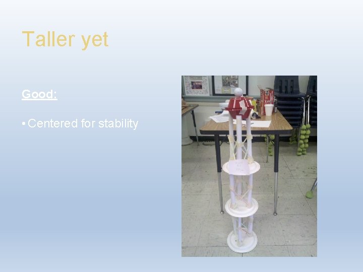 Taller yet Good: • Centered for stability 