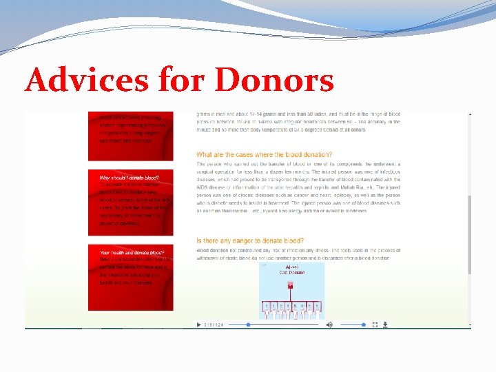 Advices for Donors 