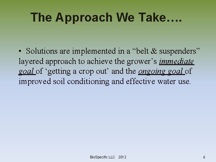 The Approach We Take…. • Solutions are implemented in a “belt & suspenders” layered