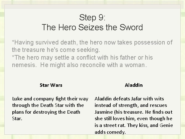 Step 9: The Hero Seizes the Sword *Having survived death, the hero now takes