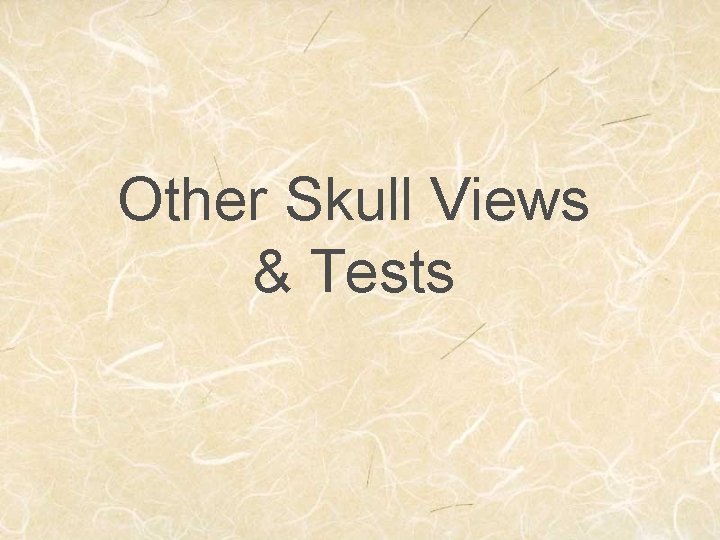 Other Skull Views & Tests 