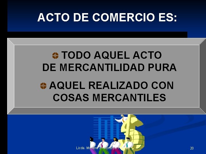 ACTO DE COMERCIO ES: TODO AQUEL ACTO DE MERCANTILIDAD PURA AQUEL REALIZADO CON COSAS