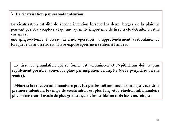 Ø La cicatrisation par seconde intention: La cicatrisation est dite de second intention lorsque