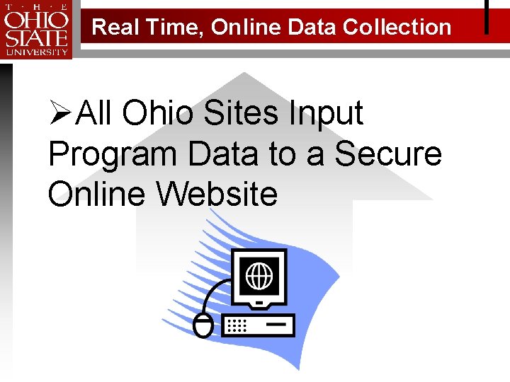 Real Time, Online Data Collection ØAll Ohio Sites Input Program Data to a Secure