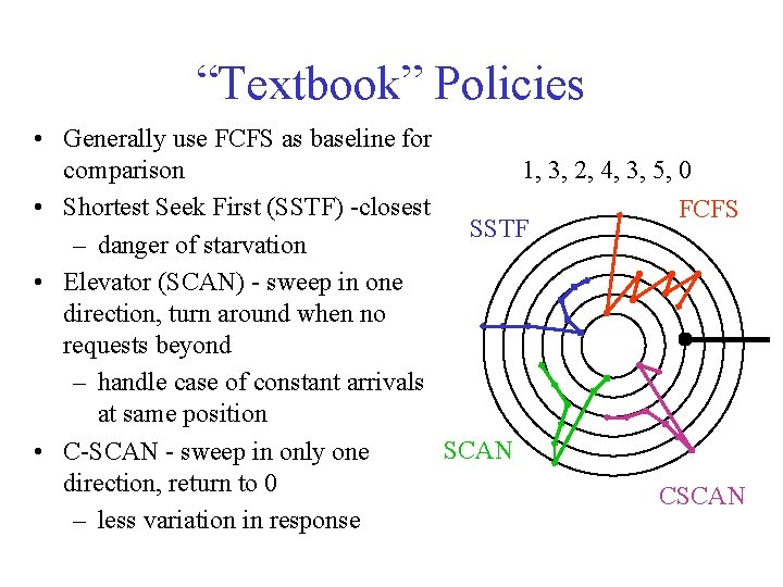 “Textbook” Policies • Generally use FCFS as baseline for 1, 3, 2, 4, 3,