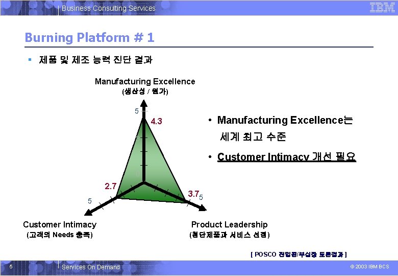 Business Consulting Services Burning Platform # 1 § 제품 및 제조 능력 진단 결과