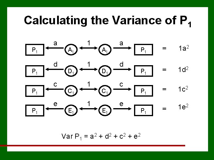 Calculating the Variance of P 1 P 1 P 1 a d c e