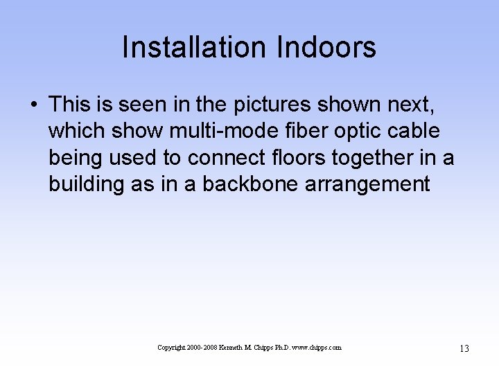 Installation Indoors • This is seen in the pictures shown next, which show multi-mode