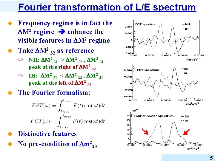 Fourier transformation of L/E spectrum u u Frequency regime is in fact the DM