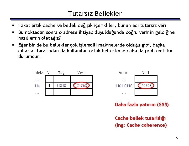 Tutarsız Bellekler § Fakat artık cache ve bellek değişik içerikliler, bunun adı tutarsız veri!