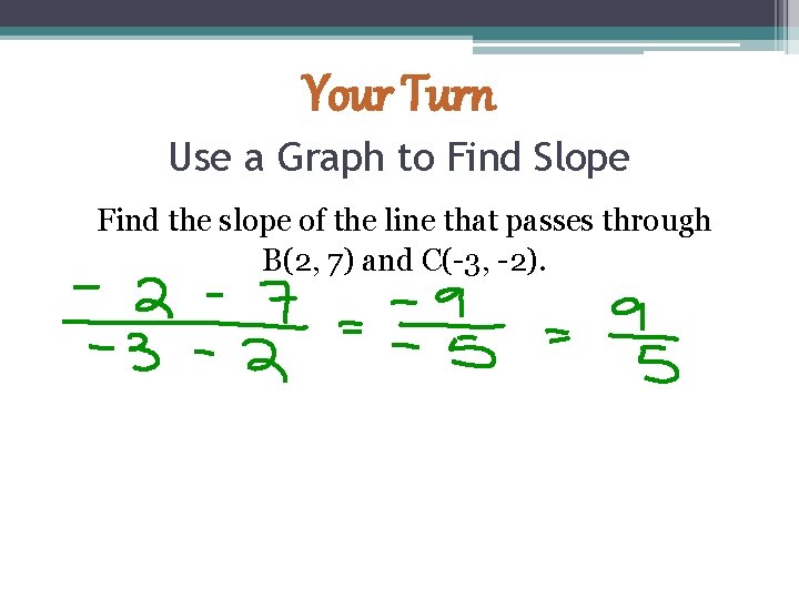 Your Turn Use a Graph to Find Slope Find the slope of the line