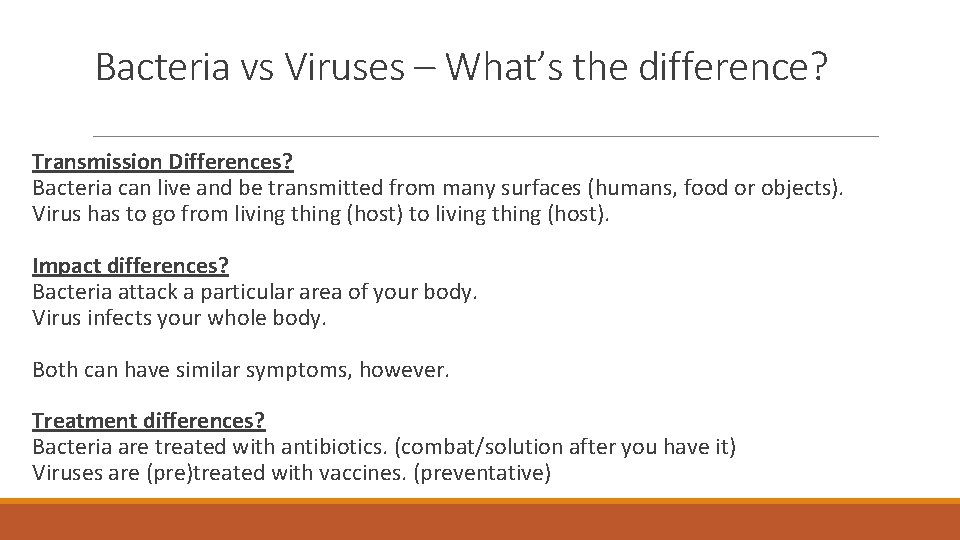 Bacteria vs Viruses – What’s the difference? Transmission Differences? Bacteria can live and be