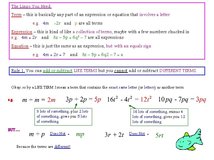 The Lingo You Need: Term – this is basically any part of an expression