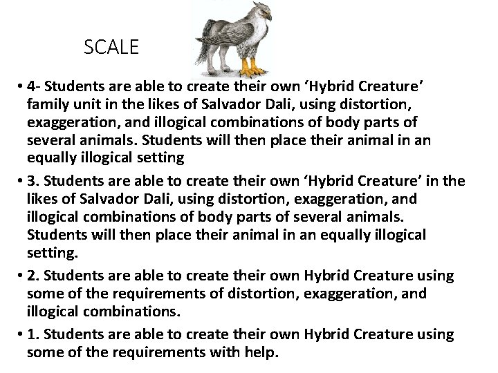 SCALE • 4 - Students are able to create their own ‘Hybrid Creature’ family