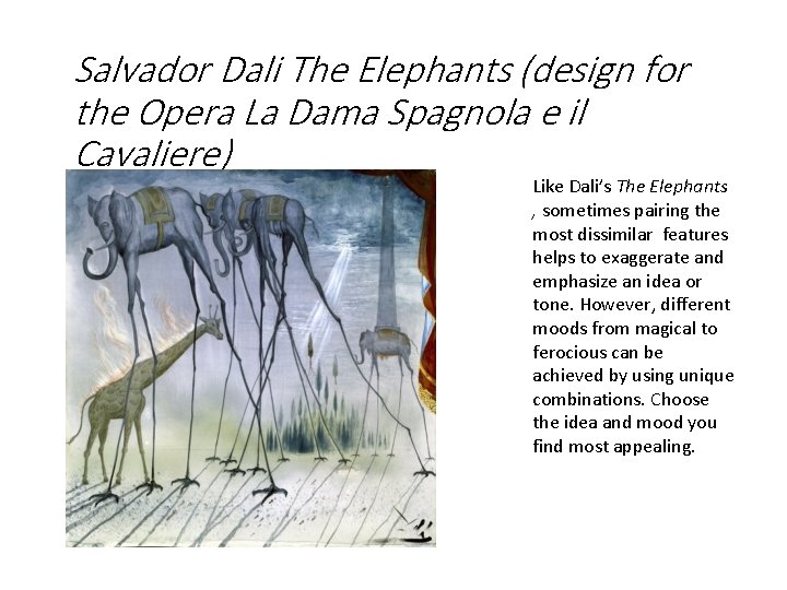 Salvador Dali The Elephants (design for the Opera La Dama Spagnola e il Cavaliere)