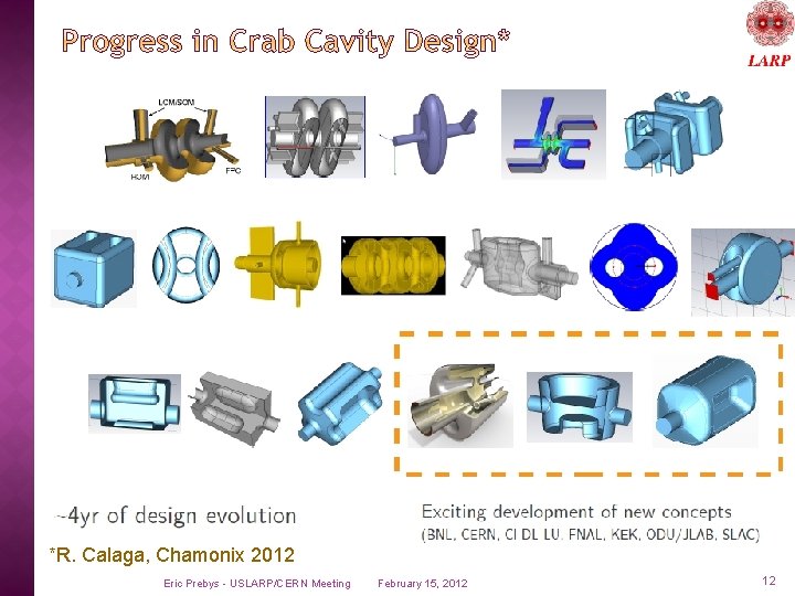 *R. Calaga, Chamonix 2012 Eric Prebys - USLARP/CERN Meeting February 15, 2012 12 