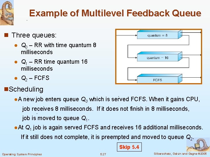 Example of Multilevel Feedback Queue n Three queues: l Q 0 – RR with