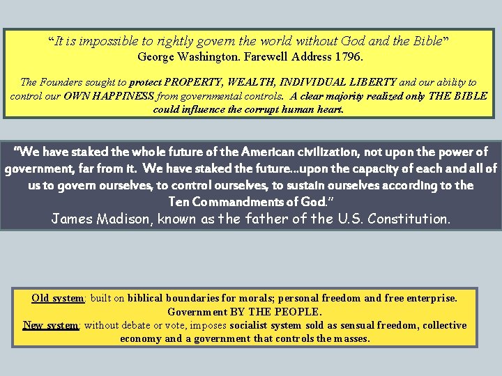 “It is impossible to rightly govern the world without God and the Bible” George