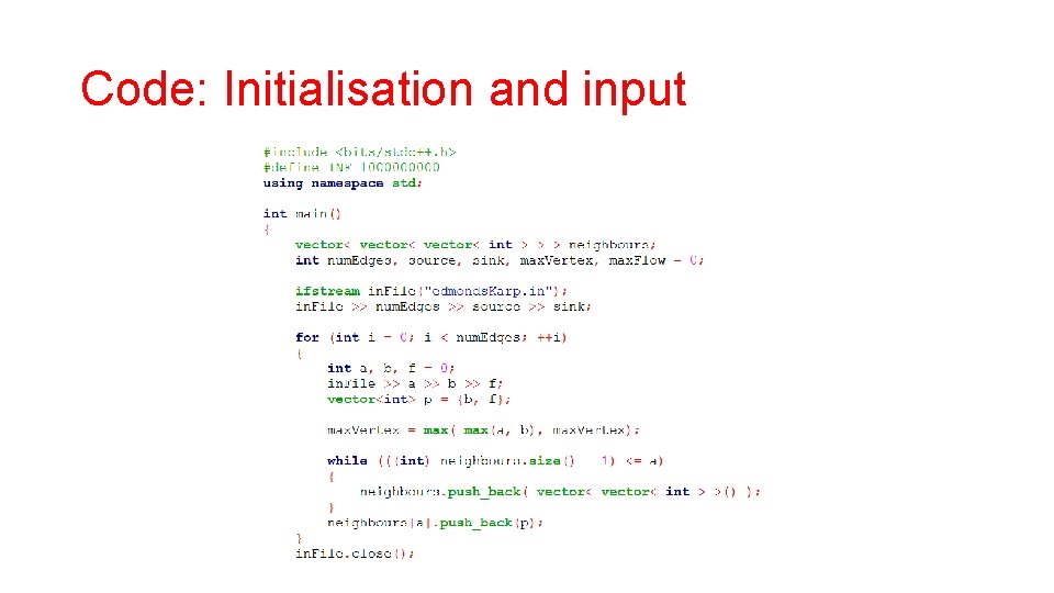 Code: Initialisation and input 