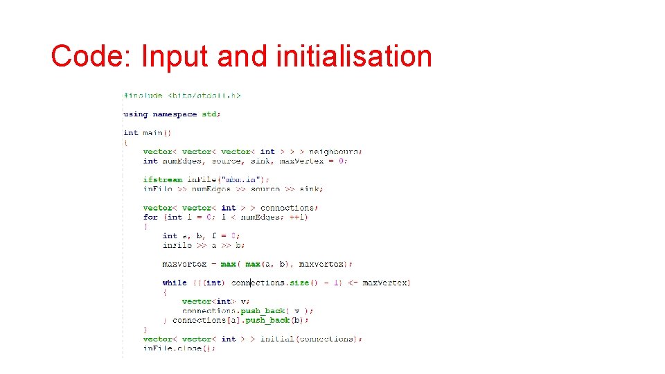 Code: Input and initialisation 