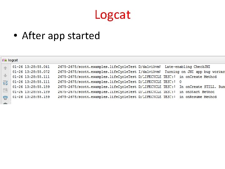 Logcat • After app started 