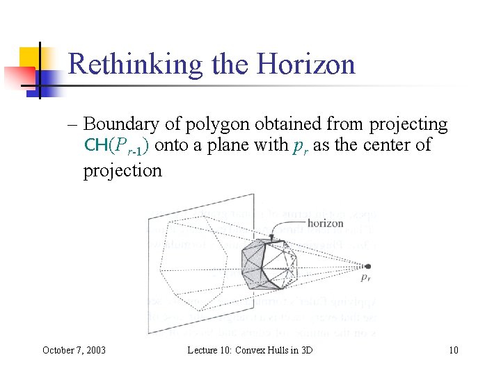Rethinking the Horizon – Boundary of polygon obtained from projecting CH(Pr-1) onto a plane Rethinking the Horizon – Boundary of polygon obtained from projecting CH(Pr-1) onto a plane