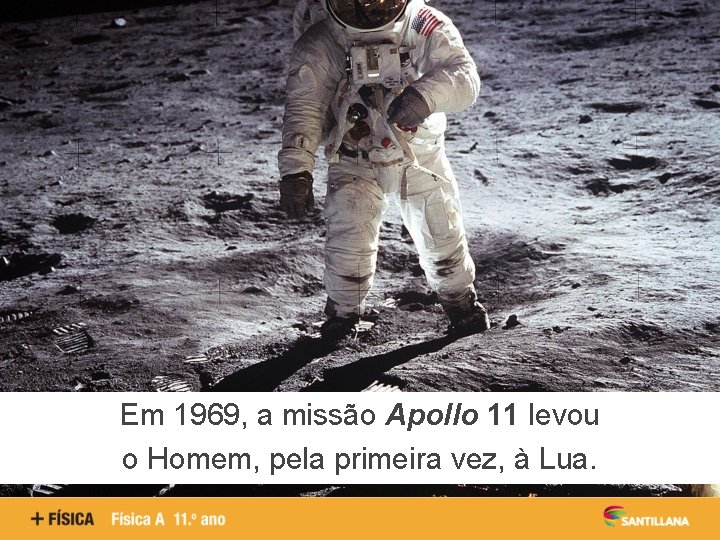 Em 1969, a missão Apollo 11 levou o Homem, pela primeira vez, à Lua.