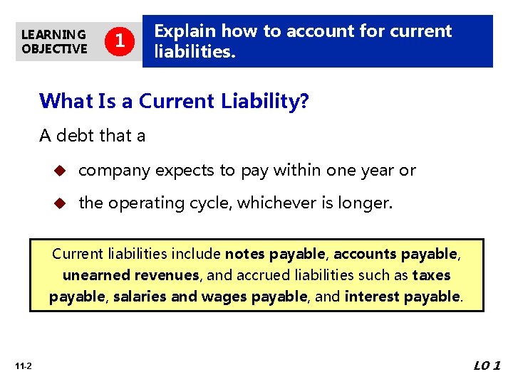 LEARNING OBJECTIVE 1 Explain how to account for current liabilities. What Is a Current