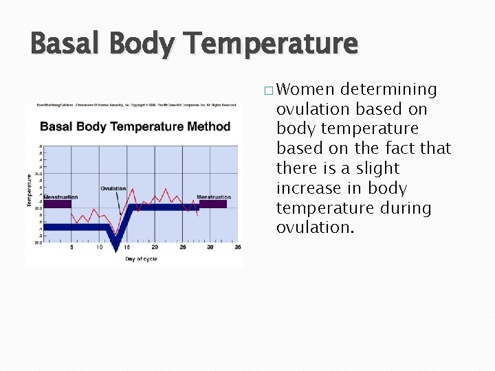 Basal Body Temperature � Women determining ovulation based on body temperature based on the