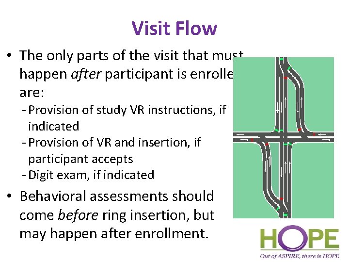 Visit Flow • The only parts of the visit that must happen after participant