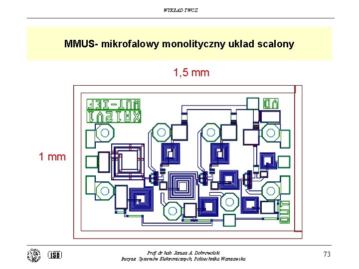 WYKŁAD TWCZ MMUS- mikrofalowy monolityczny układ scalony 1, 5 mm 1 mm Prof. dr