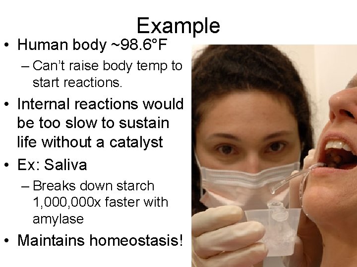 Example • Human body ~98. 6°F – Can’t raise body temp to start reactions.