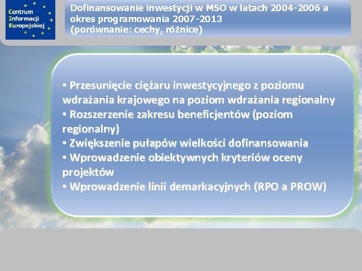 sprawimy, że Twój BIZNES rozkwitnie Dofinansowanie inwestycji w MSO w latach 2004 -2006 a