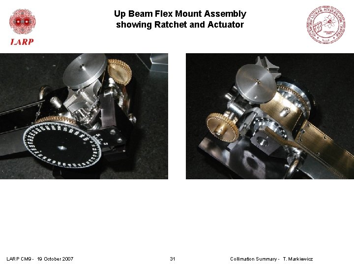 Up Beam Flex Mount Assembly showing Ratchet and Actuator LARP CM 9 - 19