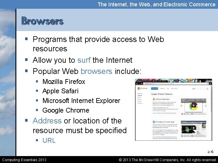 The Internet, the Web, and Electronic Commerce § Programs that provide access to Web