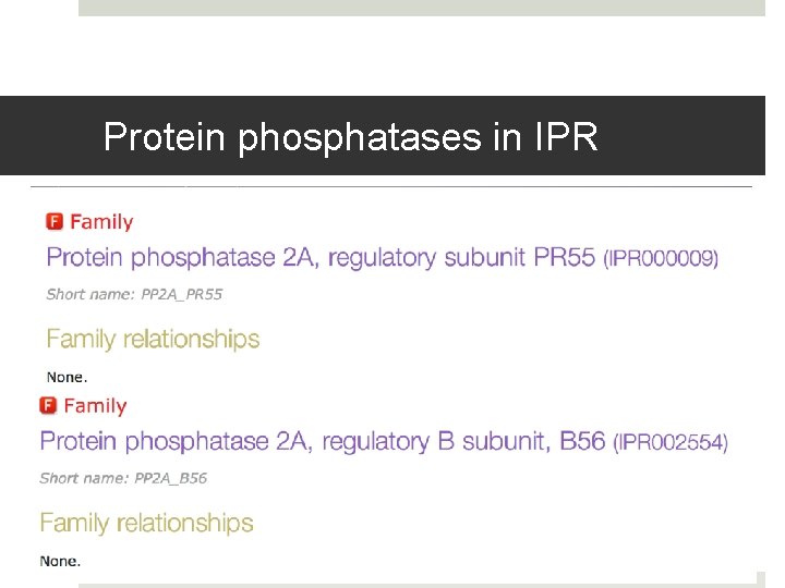 Protein phosphatases in IPR 