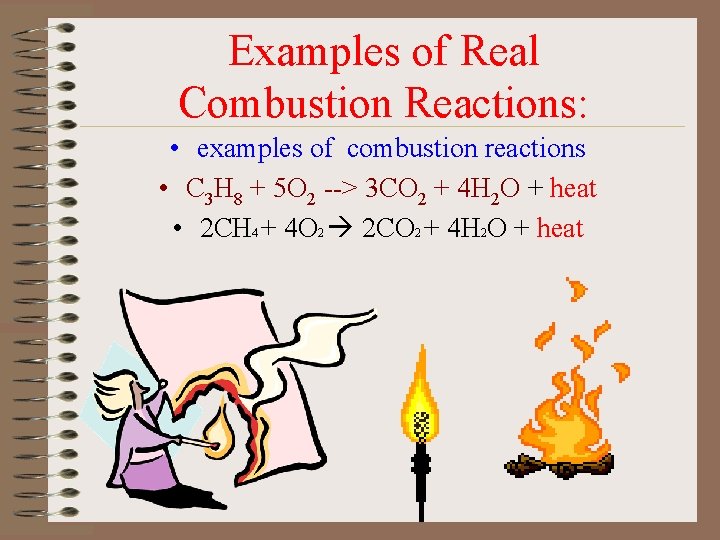 Examples of Real Combustion Reactions: • examples of combustion reactions • C 3 H