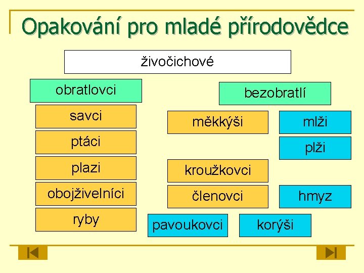 Opakování pro mladé přírodovědce živočichové obratlovci savci bezobratlí měkkýši mlži ptáci plži plazi kroužkovci