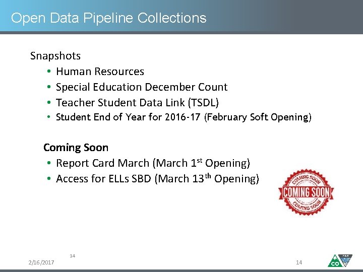 Open Data Pipeline Collections Snapshots • Human Resources • Special Education December Count •