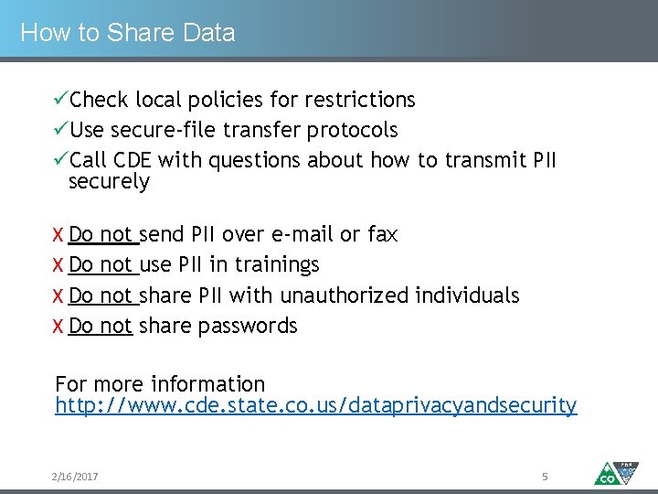 How to Share Data üCheck local policies for restrictions üUse secure-file transfer protocols üCall