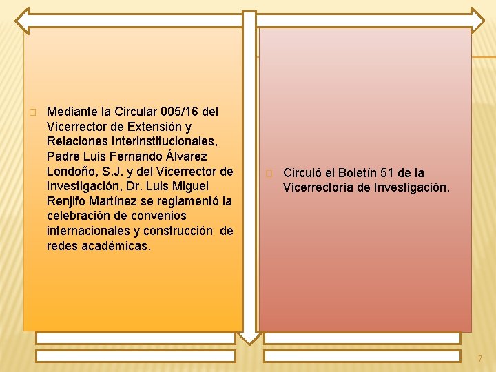 � Mediante la Circular 005/16 del Vicerrector de Extensión y Relaciones Interinstitucionales, Padre Luis