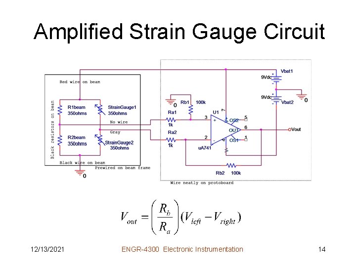Amplified Strain Gauge Circuit 12/13/2021 ENGR-4300 Electronic Instrumentation 14 