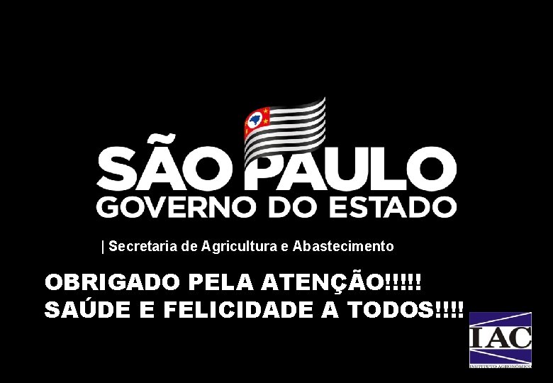 | Secretaria de Agricultura e Abastecimento OBRIGADO PELA ATENÇÃO!!!!! SAÚDE E FELICIDADE A TODOS!!!!