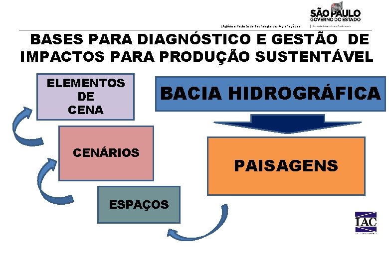 | Agência Paulista de Tecnologia dos Agronegócios BASES PARA DIAGNÓSTICO E GESTÃO DE IMPACTOS