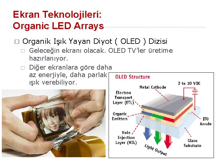Ekran Teknolojileri: Organic LED Arrays � Organik Işık Yayan Diyot ( OLED ) Dizisi