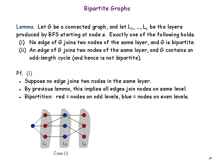 Bipartite Graphs Lemma. Let G be a connected graph, and let L 0, …,